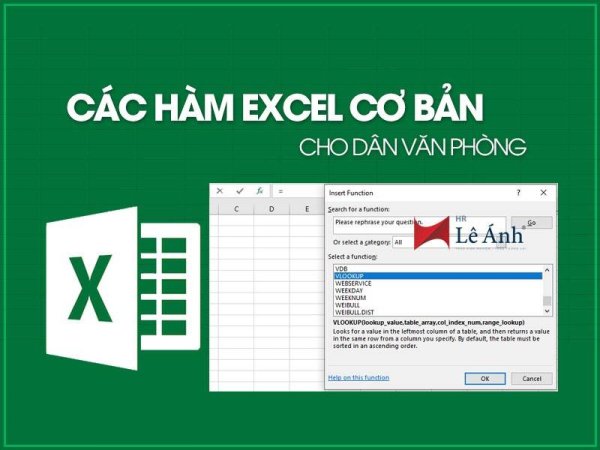 150 hàm excel thường dùng và ví dụ