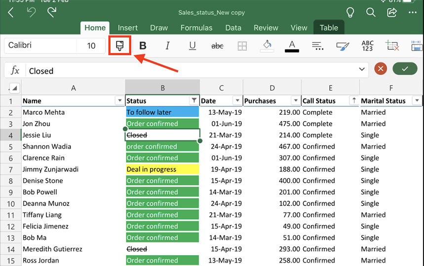 format painter excel