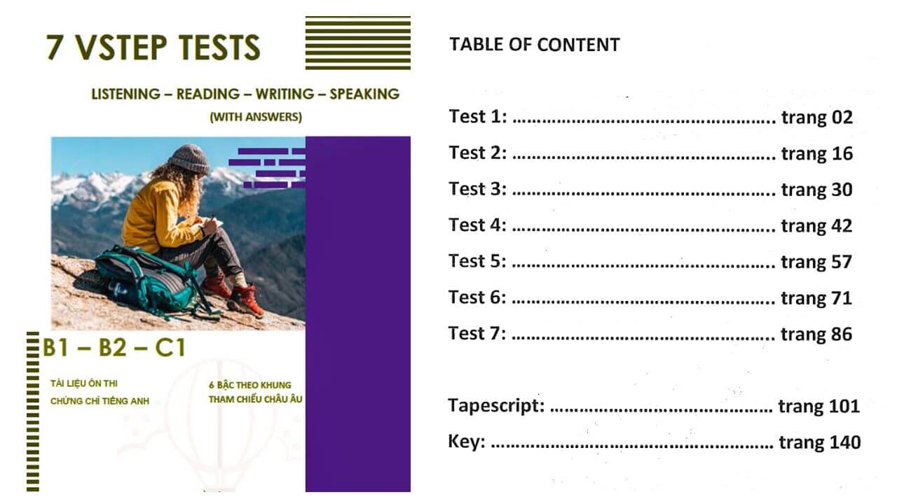 Mục lục sách 7 Vstep Tests