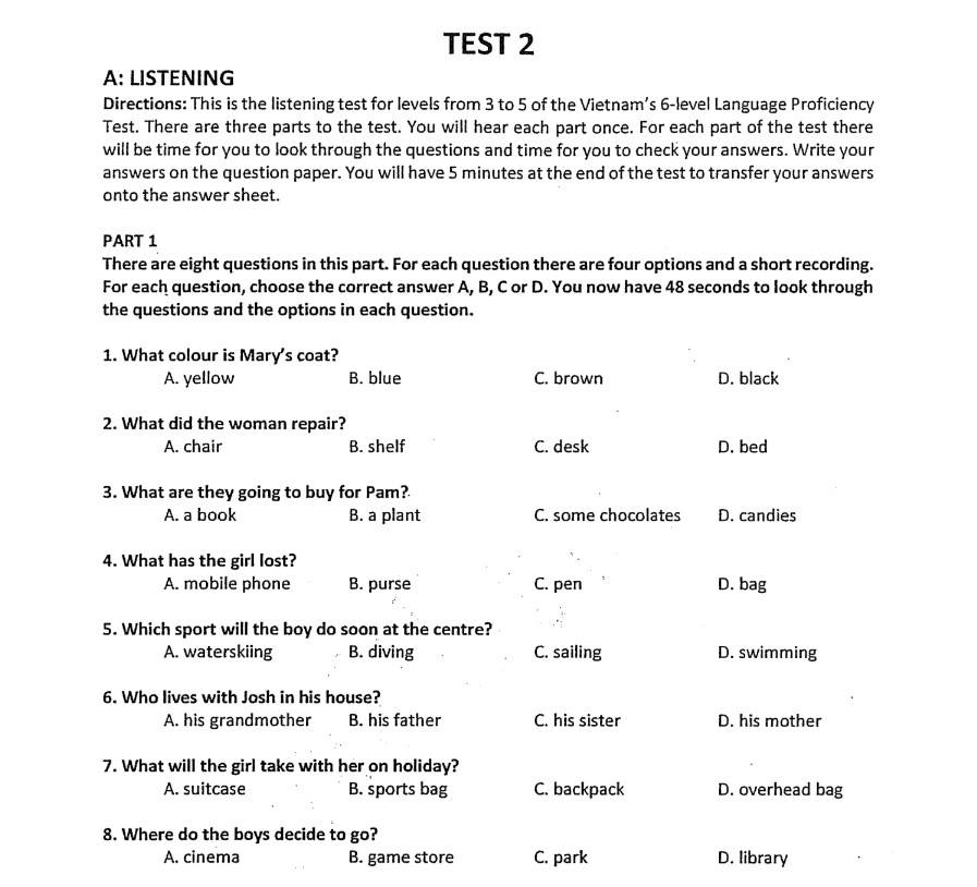 Một số nội dung trong sách 7 Vstep Tests