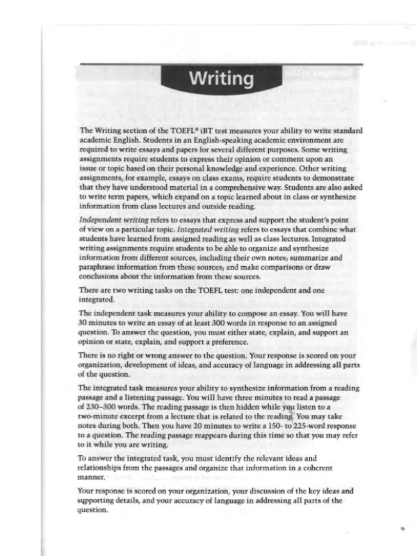Cấu trúc sách Cambridge Preparation for the TOEFL Test