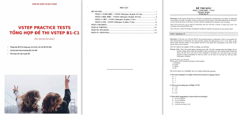 Mục lục sách Vstep Practice Tests
