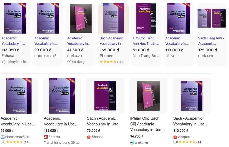 Địa chỉ và giá mua tham khảo sách Academic Vocabulary in Use