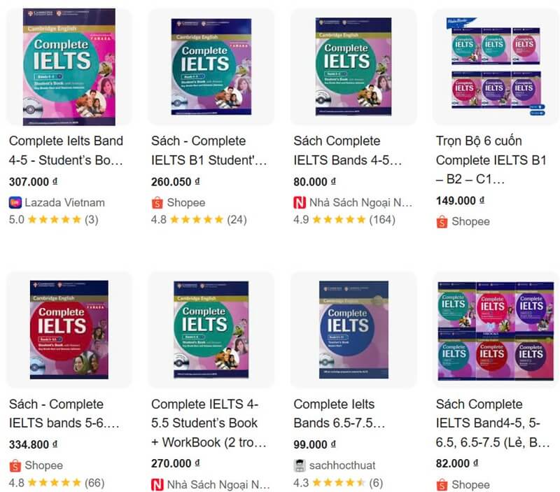 Giá tham khảo mua sách Complete Ielts tốt nhất