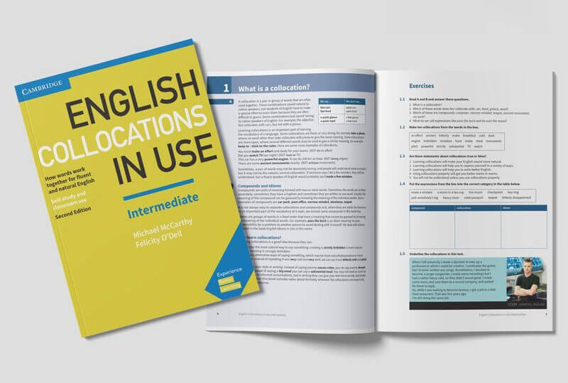 Trang bên phải của cuốn English Collocation In Use gồm các bài tập để người học luyện tập
